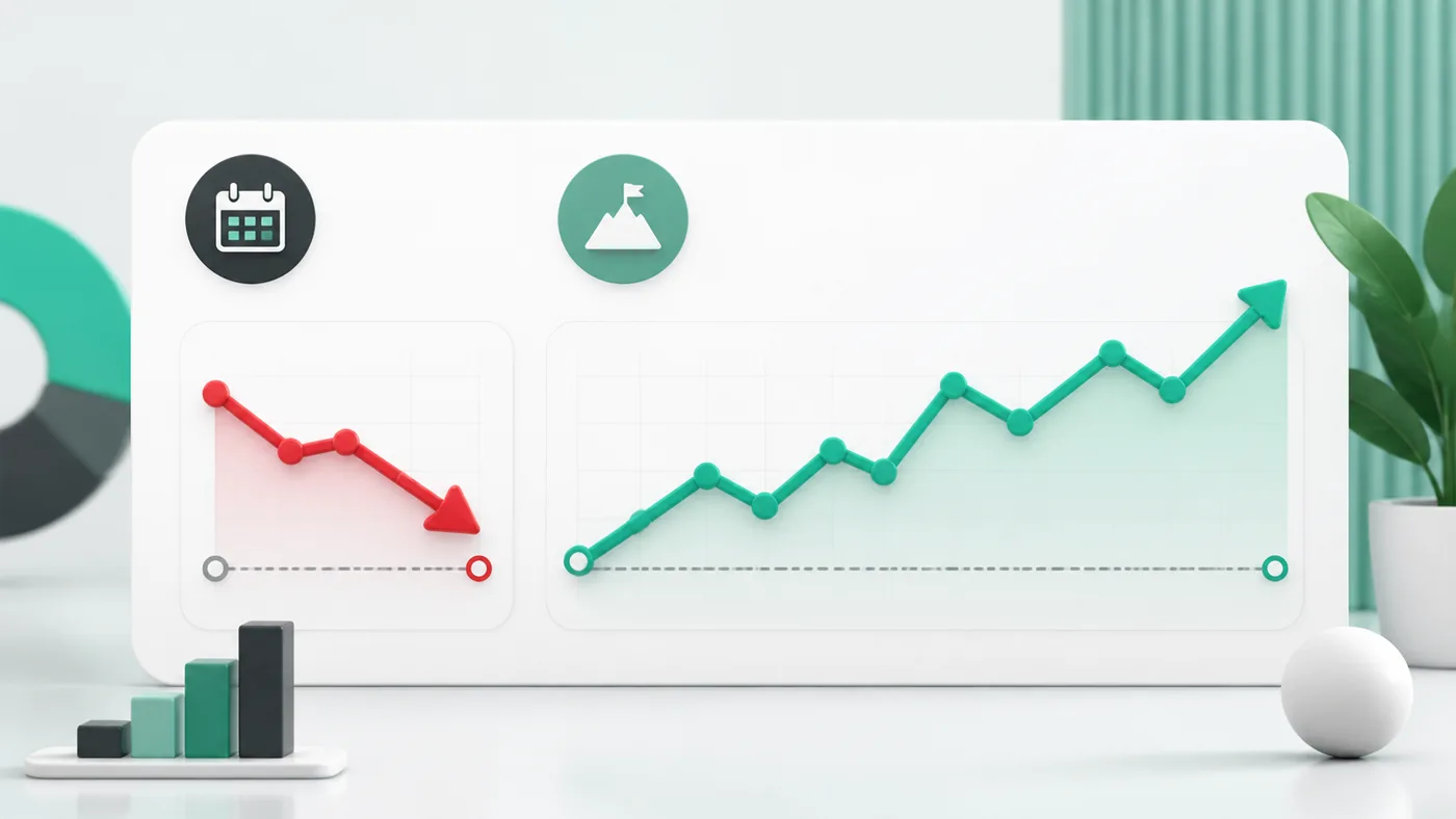 Comparação visual entre queda mensal do IGP-M e acumulado positivo em 12 meses
